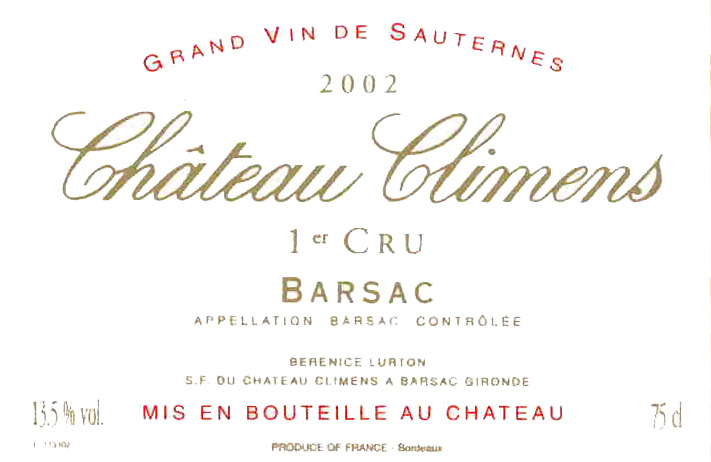 Chateau Climens Barsac Premier Cru